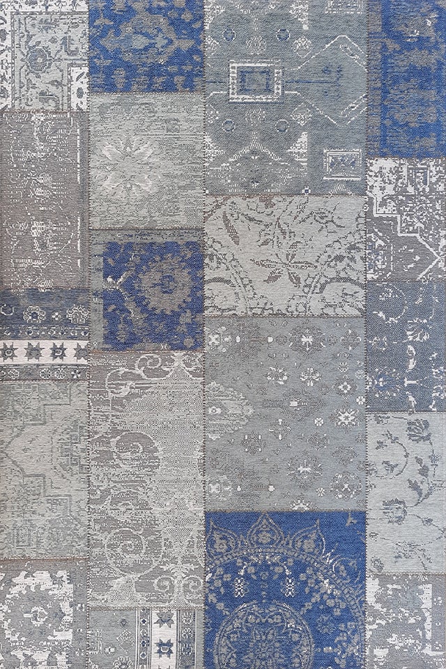 Tappeto Kilim orientale in acrilico blu e grigio, L 230 x L 160 cm