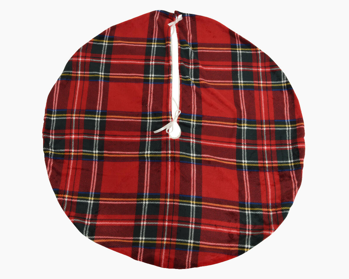 122cm Gonna di albero di Natale scozzese Gonna di albero di lino imitato rosso e nero per decorazioni natalizie