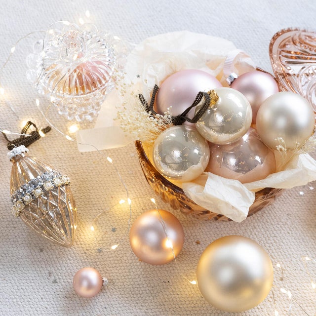 Conjunto de 24 bolas de natal vidro ⌀2.5 cm champagne