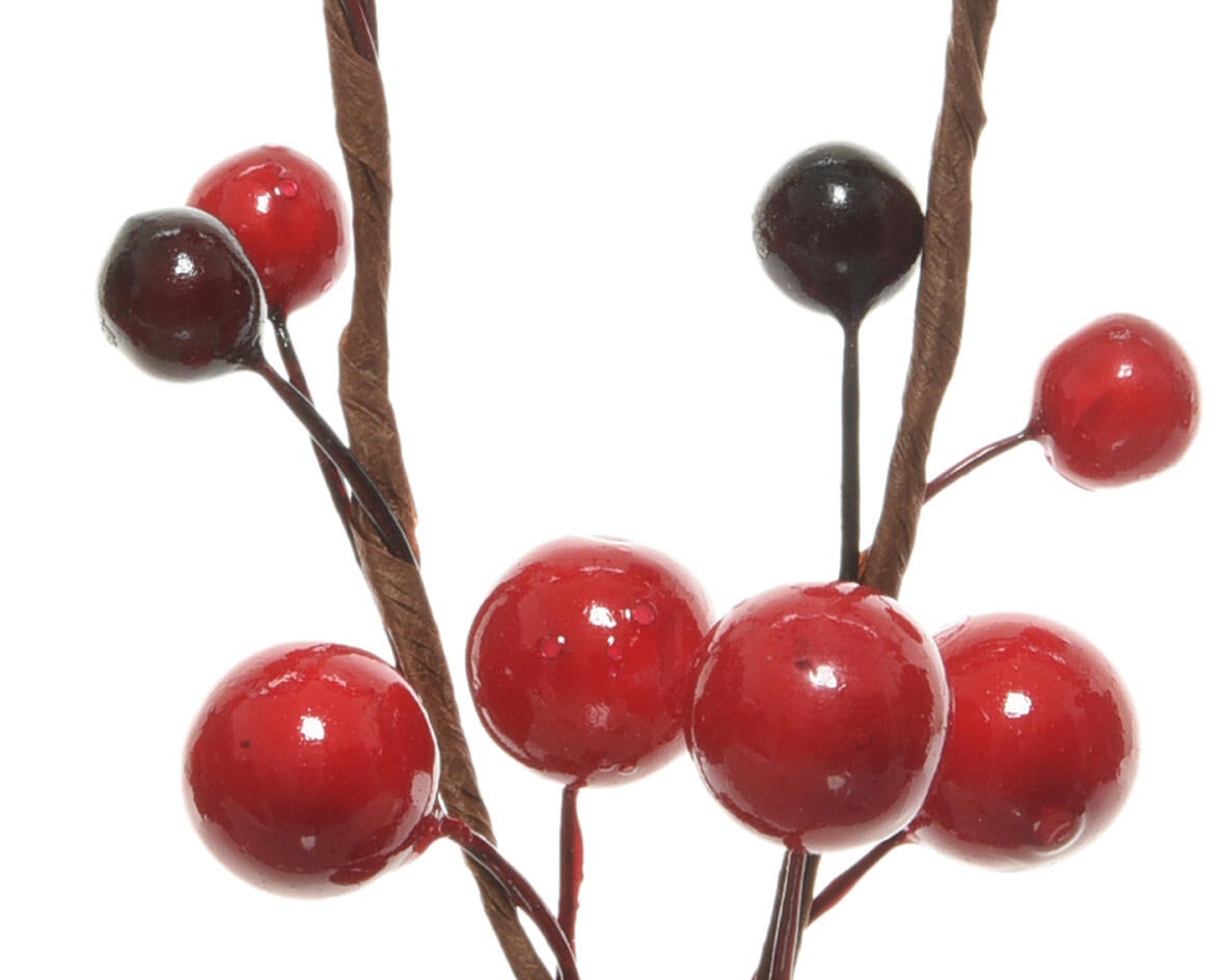 Bacche rosse in poliestere H 8 cm - 2