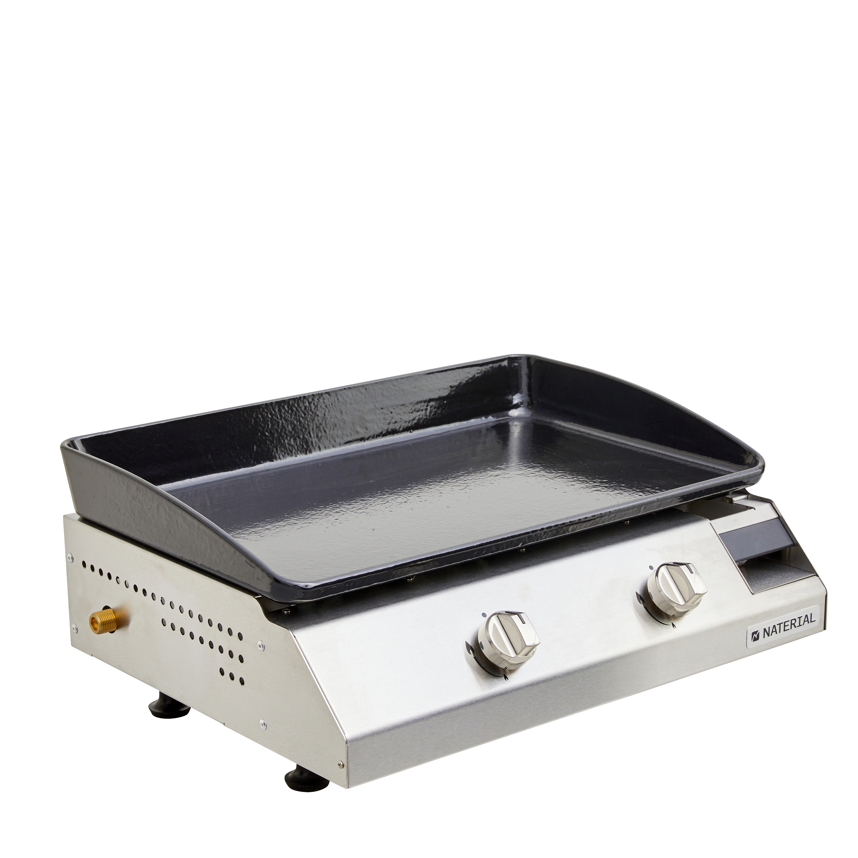 Plancha Gaz 2 Feux - Acier Laminé Carbone 6 Mm, Plaque 60 X 40 Cm, Puissance 7,2 KW - Vert Olive, Couvercle Optionnel