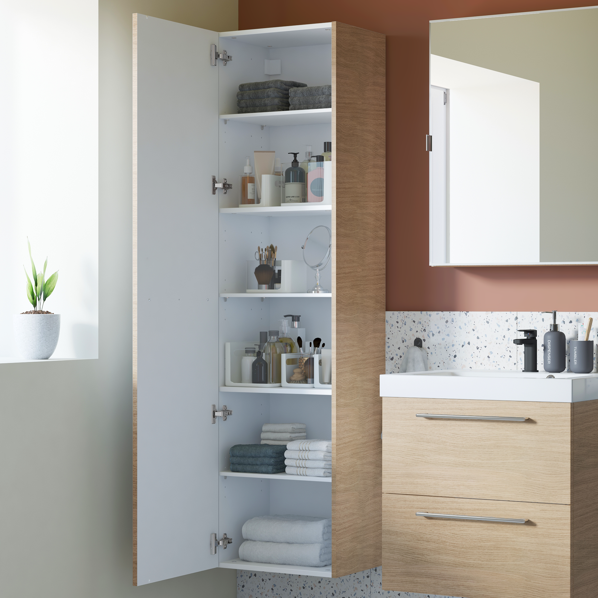 Caisson colonne l.45 x H.173 x P.33 cm, chêne naturel, Remix - 16