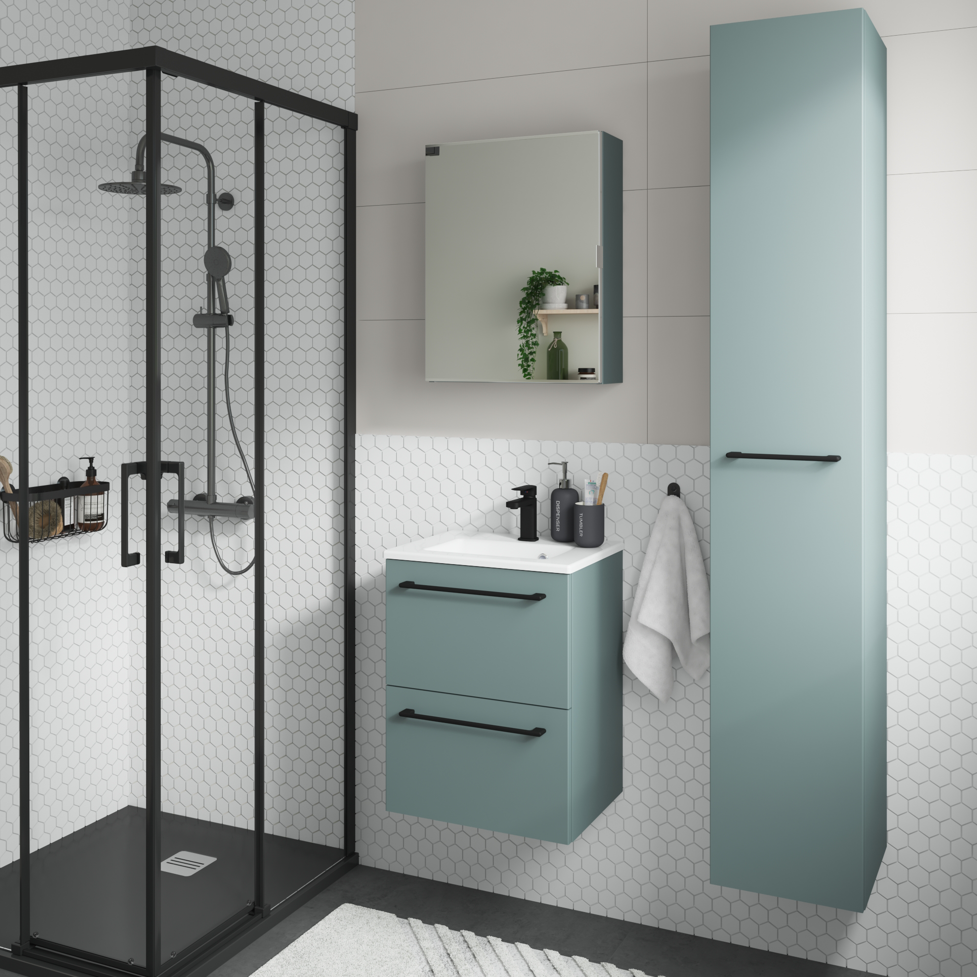 Meuble sous-vasque 2t L.45cm x H.58cm x P.33cm vert celadon Remix - 5