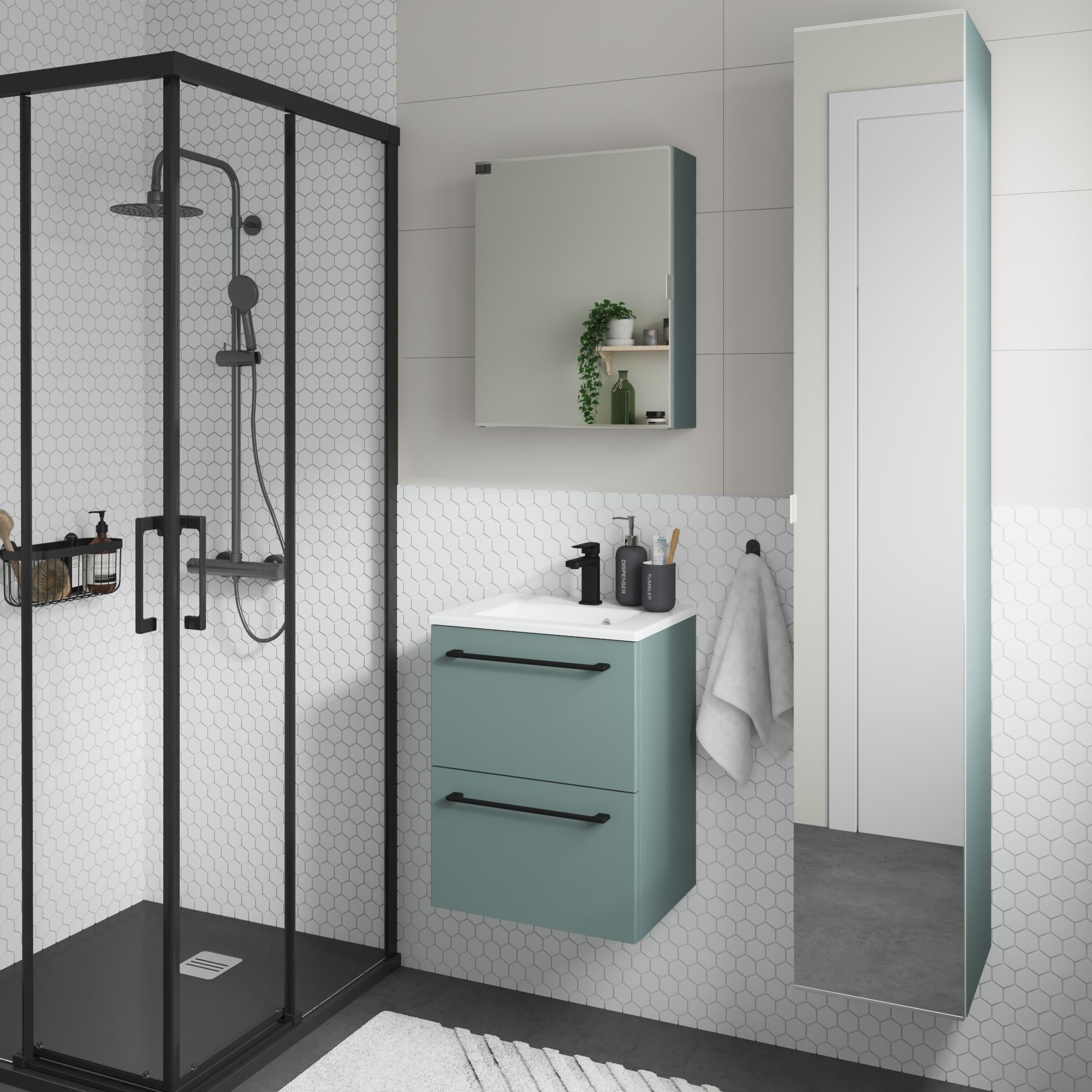 Meuble sous-vasque 2t L.45cm x H.58cm x P.33cm vert celadon Remix - 6