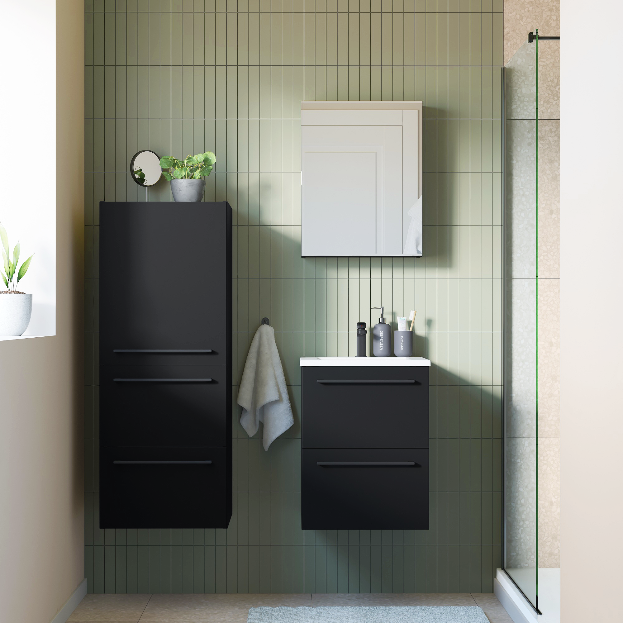 Szuflada do mebli łazienkowych (modułowych) Remix czarna 45 x 46 Sensea - 3