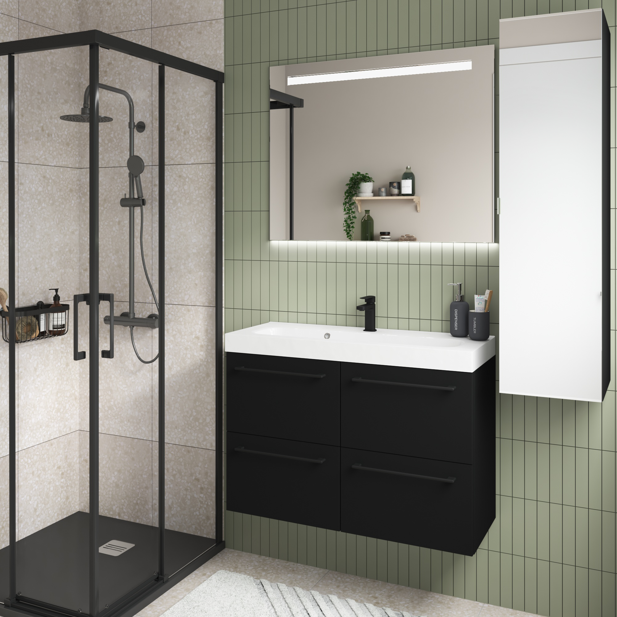 Łazienkowy korpus słupka modułowego Remix Black Mat 115 x 30 x 33 Sensea - 4