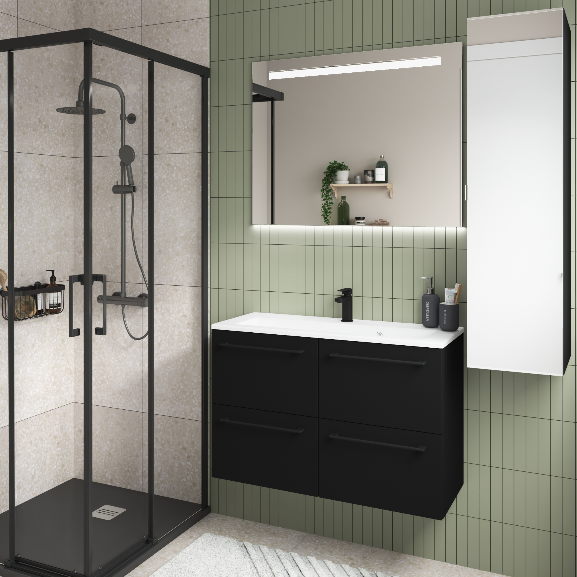 Struttura colonna bagno Remix nero opaco L 30 x H 115 x P 33 cm - 5