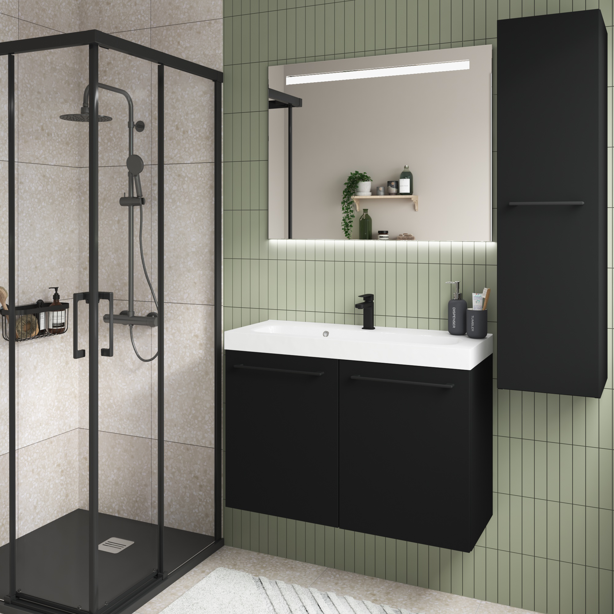 Łazienkowy korpus słupka modułowego Remix Black Mat 115 x 30 x 33 Sensea - 6