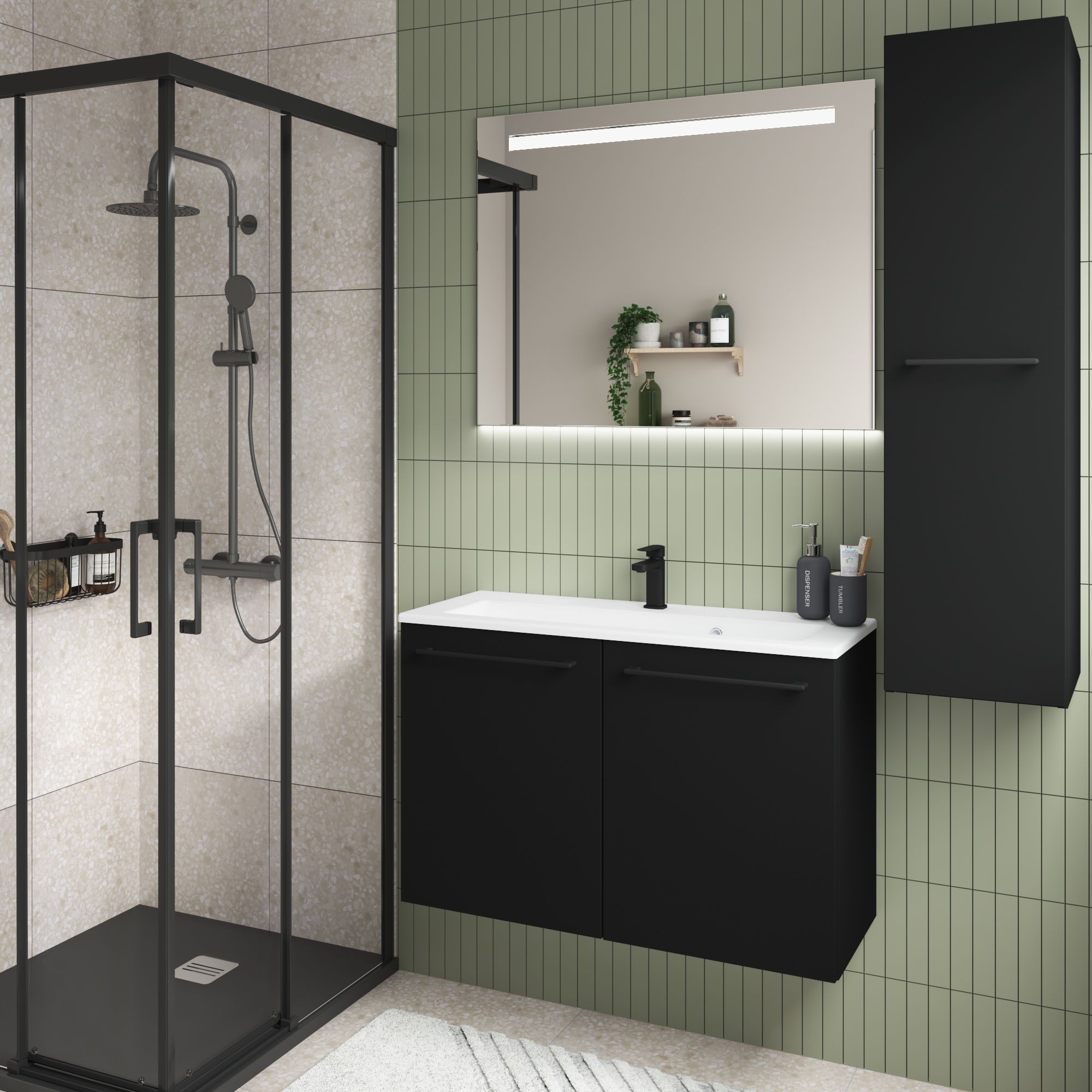 Łazienkowy korpus słupka modułowego Remix Black Mat 115 x 30 x 33 Sensea - 5