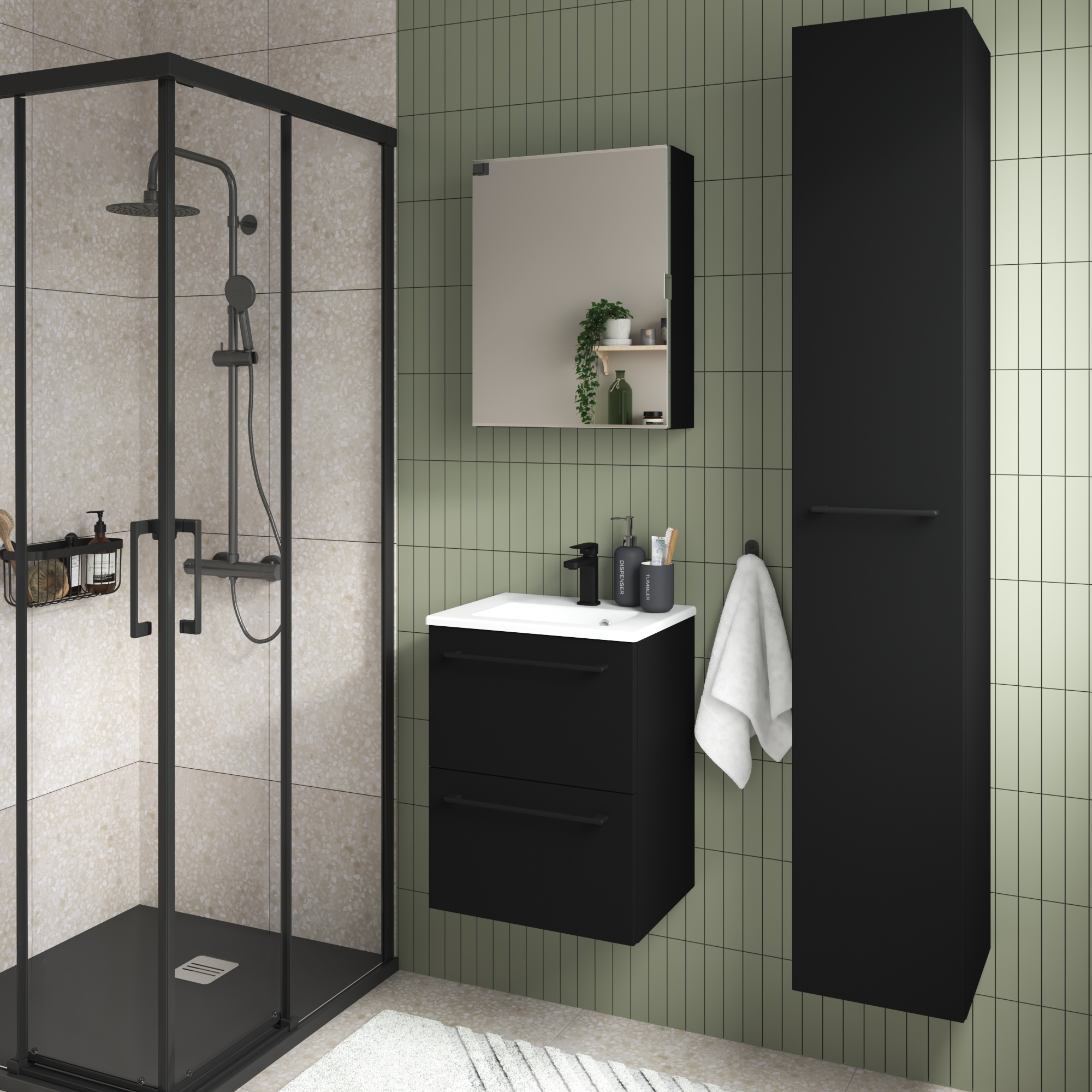 Drzwi do mebli łazienkowych Remix Black Mat 30 x 173 Sensea - 8
