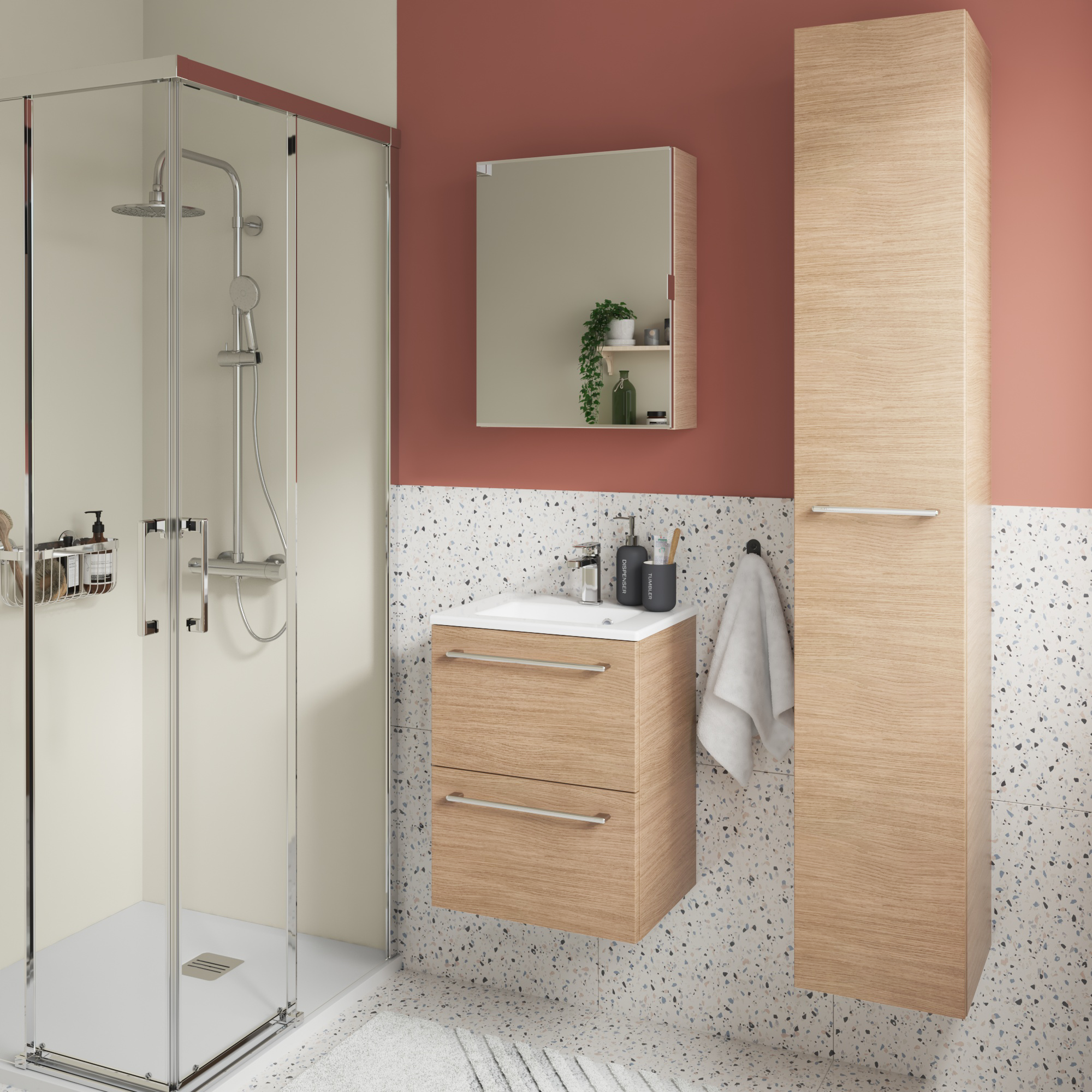 Caisson meuble haut / bas l.45 x H.58 x P.14 cm, chêne naturel, Remix - 2