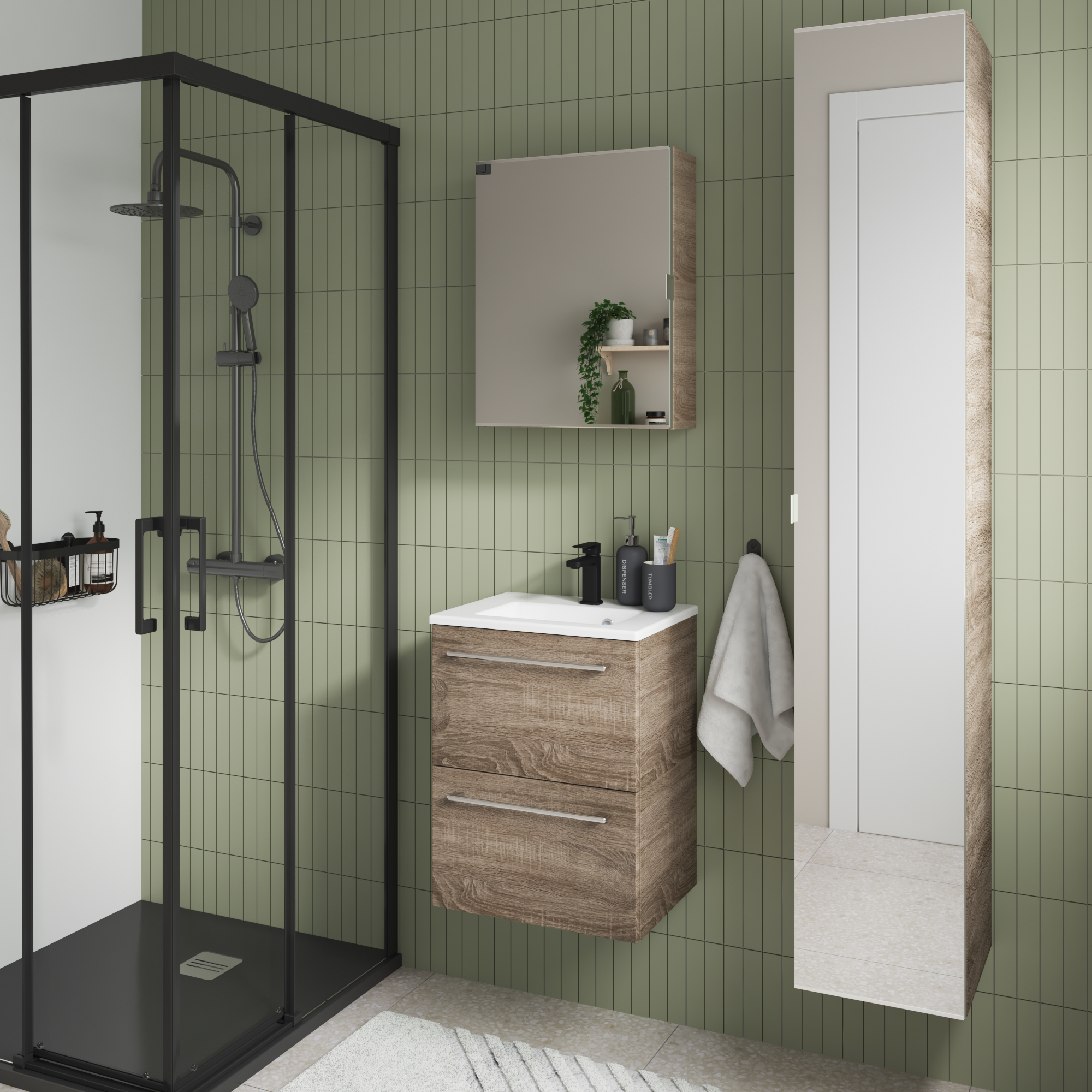Struttura colonna bagno Remix tartufo L 30 x H 173 x P 33 cm - 3