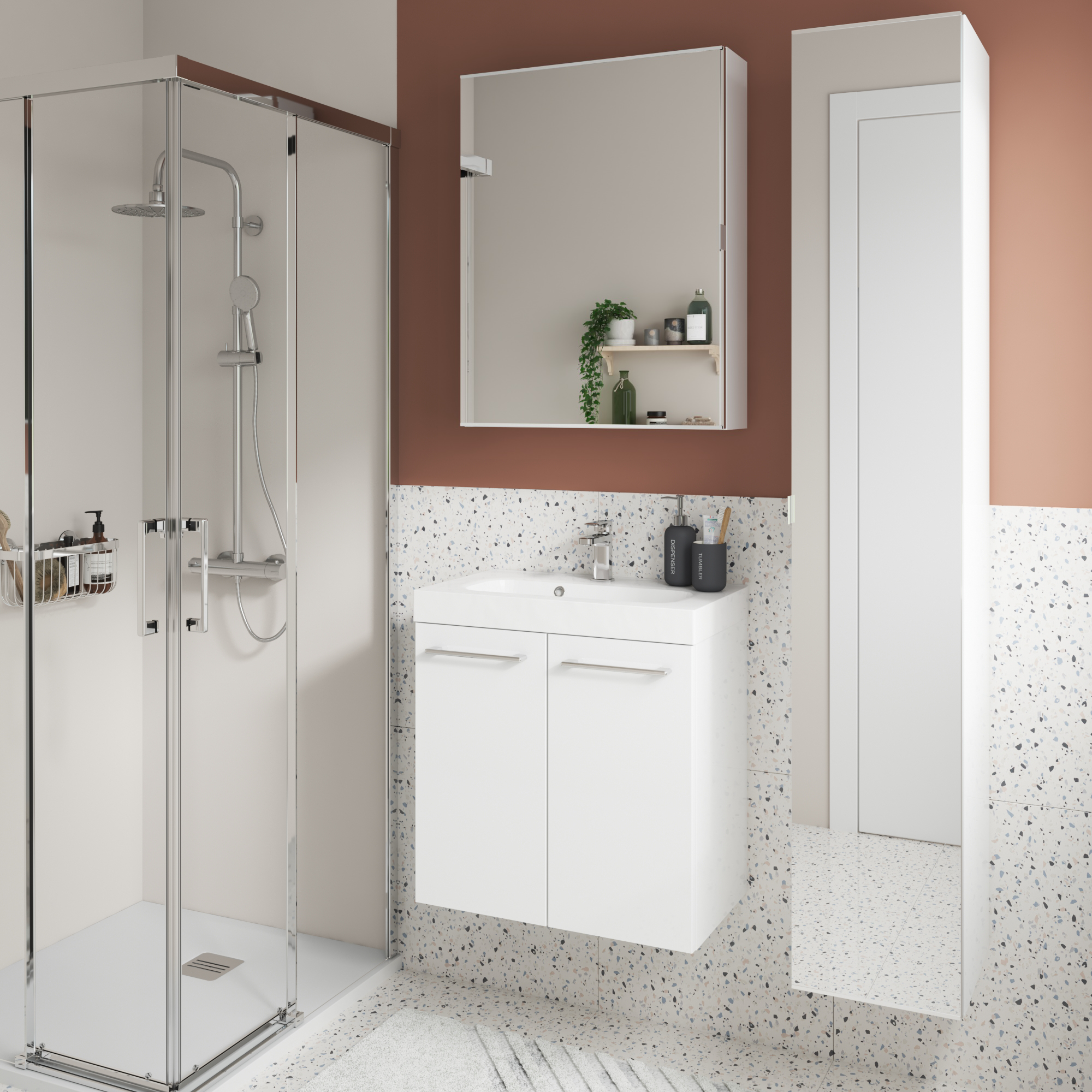 Meuble sous-vasque simple vasque L.60cm x H.58cm x P.33cm blanc Remix - 3