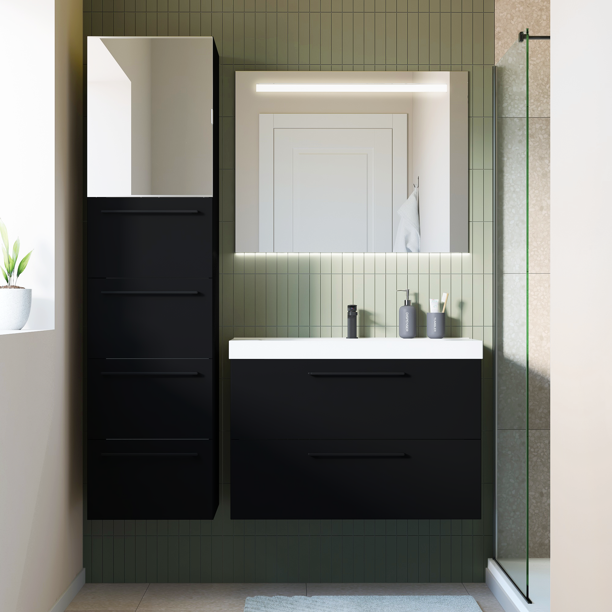 Korpus słupka modułowego Remix Black Mat 173 x 45 x 46 Sensea - 10