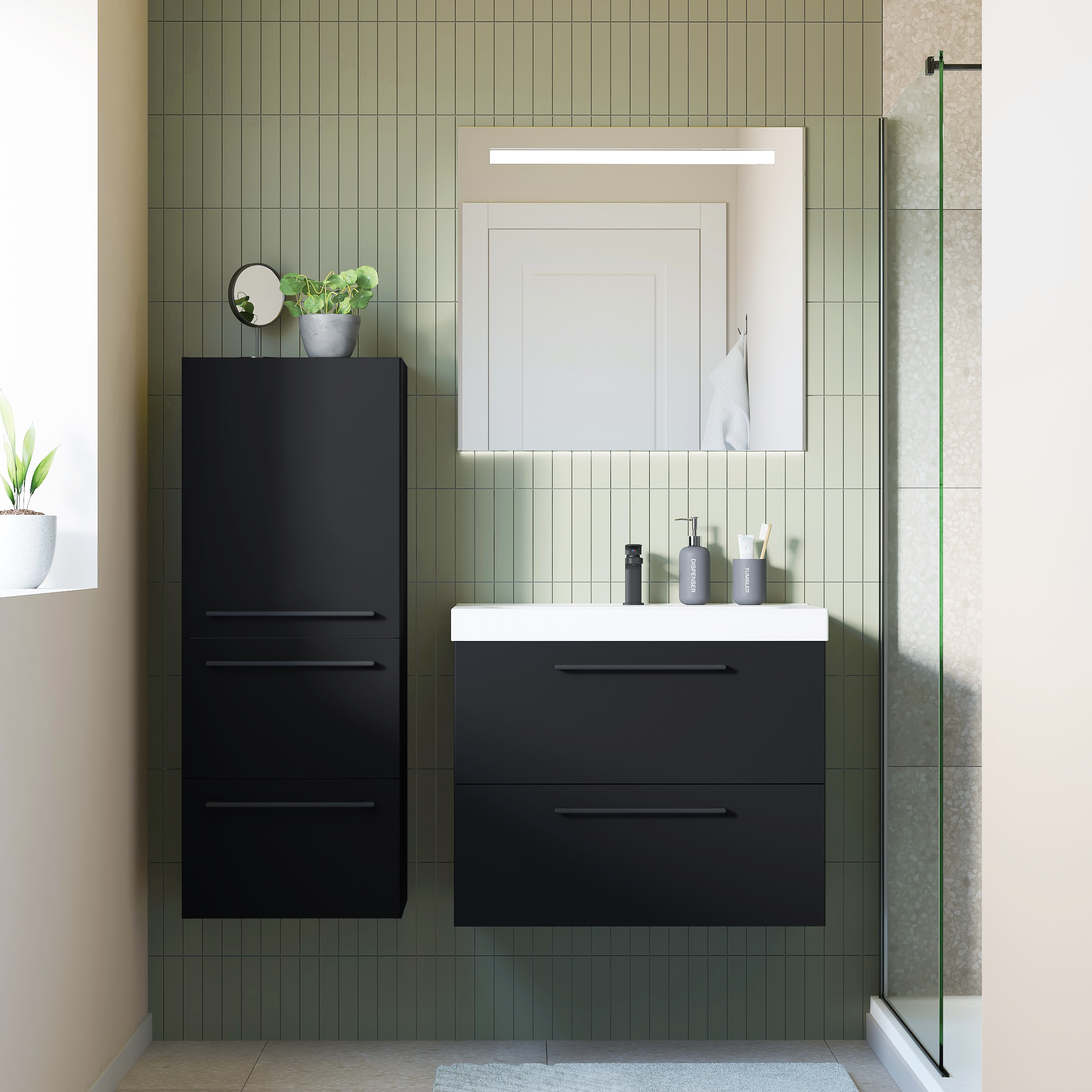 Szafka pod umywalkę Remix Black Mat 75 Sensea - 8