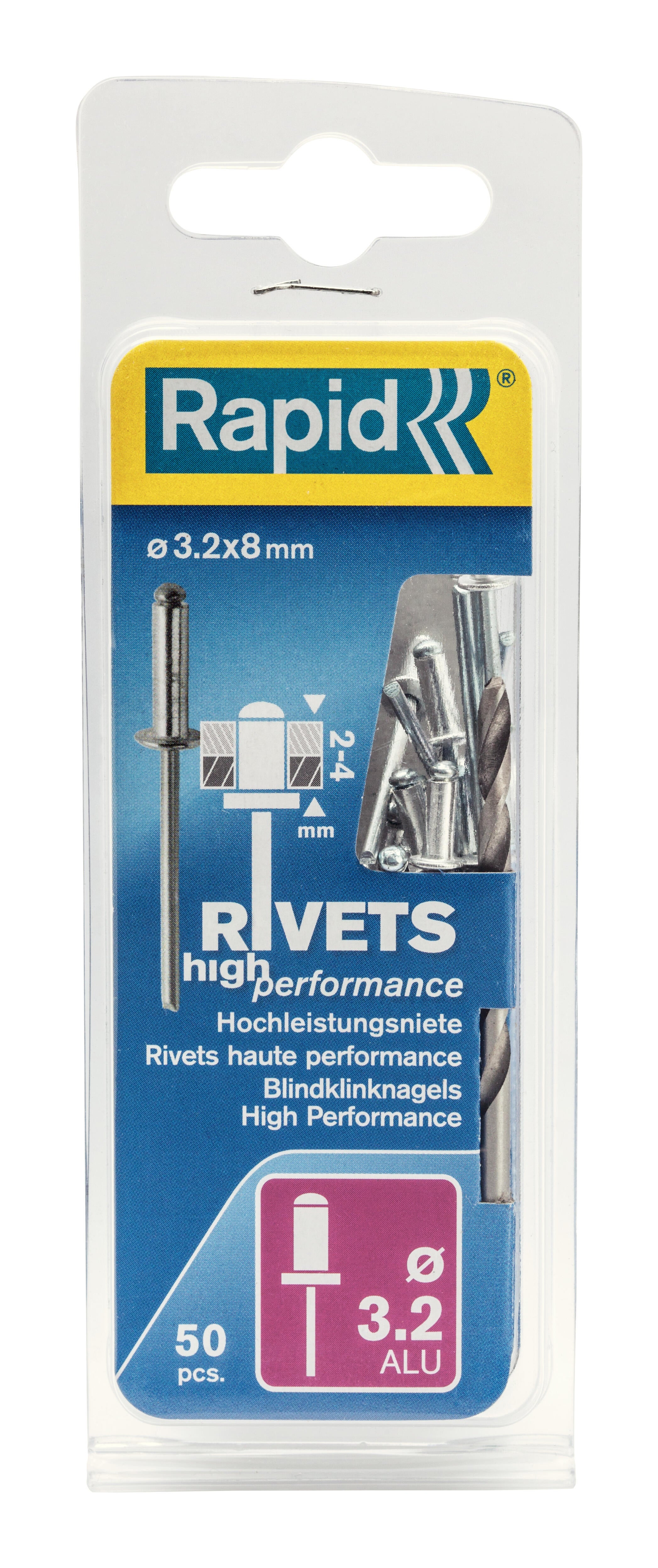 Lot de 50 rivets aluminium Diam.3.2 x H.8 mm RAPID - 2