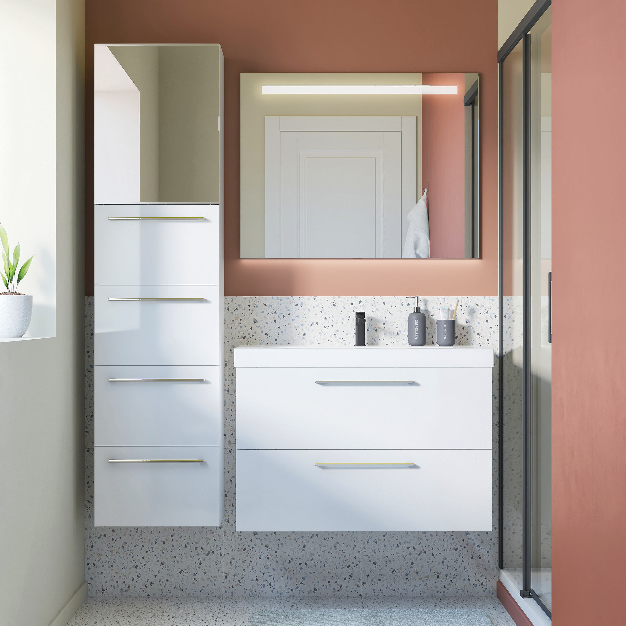 Colonne, l.45 x H.172.9 x P.33cm, Blanc-Blanc 0, Remix - 13