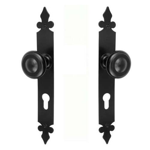 Gałko-gałka do drzwi zewnętrznych bramy i furtki Lilia 90 mm czarna