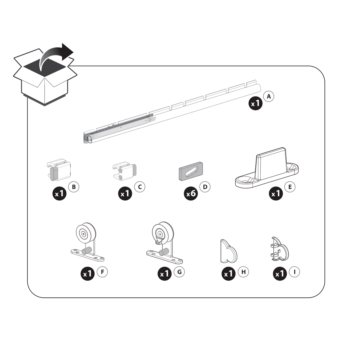 Sistema scorrevole Loft in alluminio argento anodizzato per anta in metallo e legno, L 186 x H 3.5 cm - 7