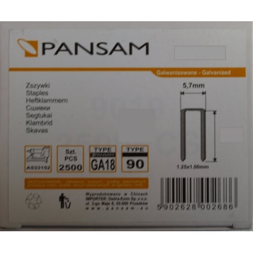 Zszywki A536135 Typ 90 2500 szt. 5.7 / 35 mm Pansam - 2