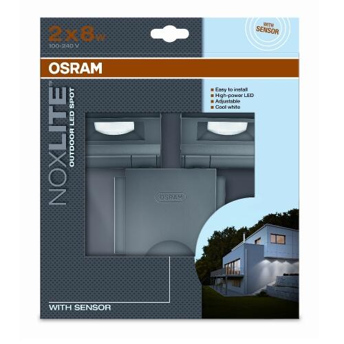 Faro da esterno Noxlite in alluminio, grigio, Modulo LED 2x8W OSRAM - 3