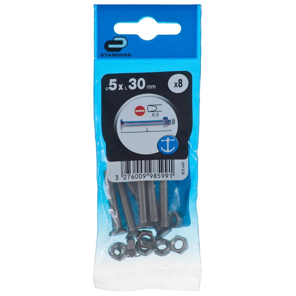 8 Tornillo de métrica cabeza plana avellanada ranurada de acero , Ø 5 x L.30 mm - 12