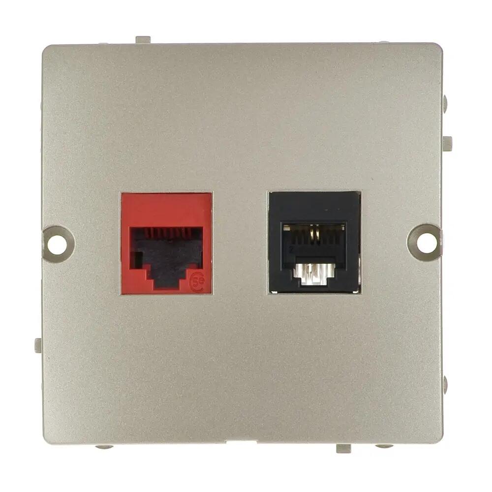 Gniazdo multimedialne RJ11/RJ45 BASIC Srebrny KONTAKT SIMON