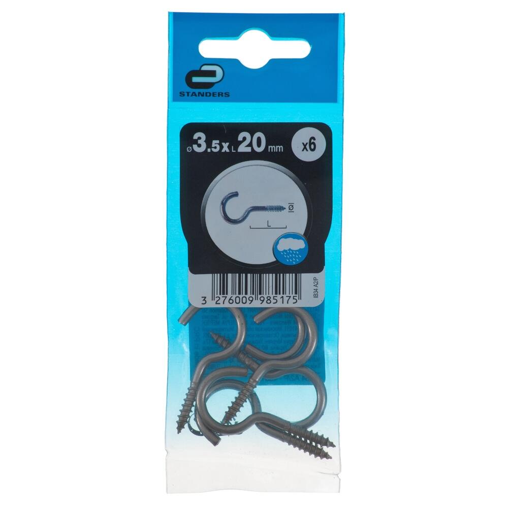 Hak otwarty 3.5 x 20 mm 6 szt. Standers
