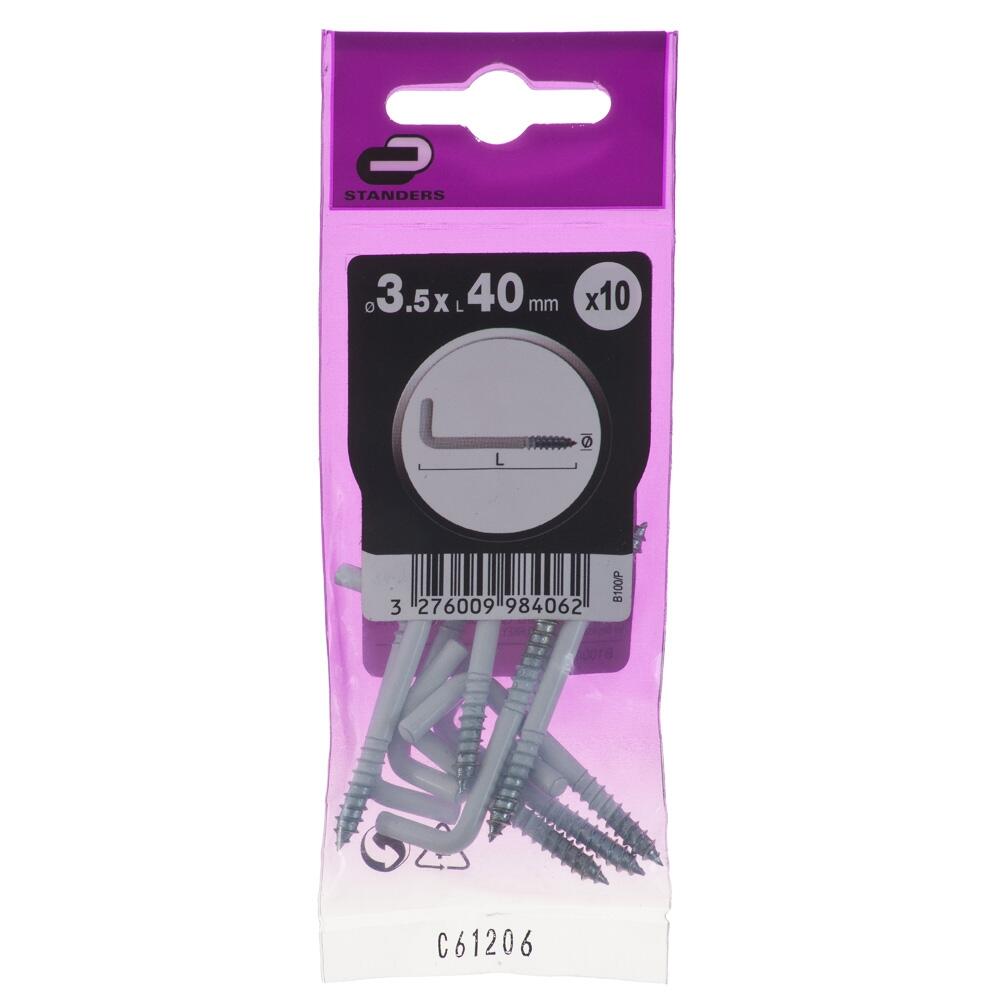 Paquete 10 escarpias para atornillar de acero de 3,5x40 mm - 5