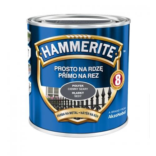 Farba na rdzę Ciemny Szary Połysk 0.25 litra HAMMERITE