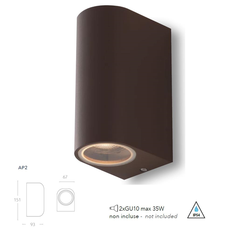 Applique moderno da esterno One marrone IP54 2X GU10 - 6