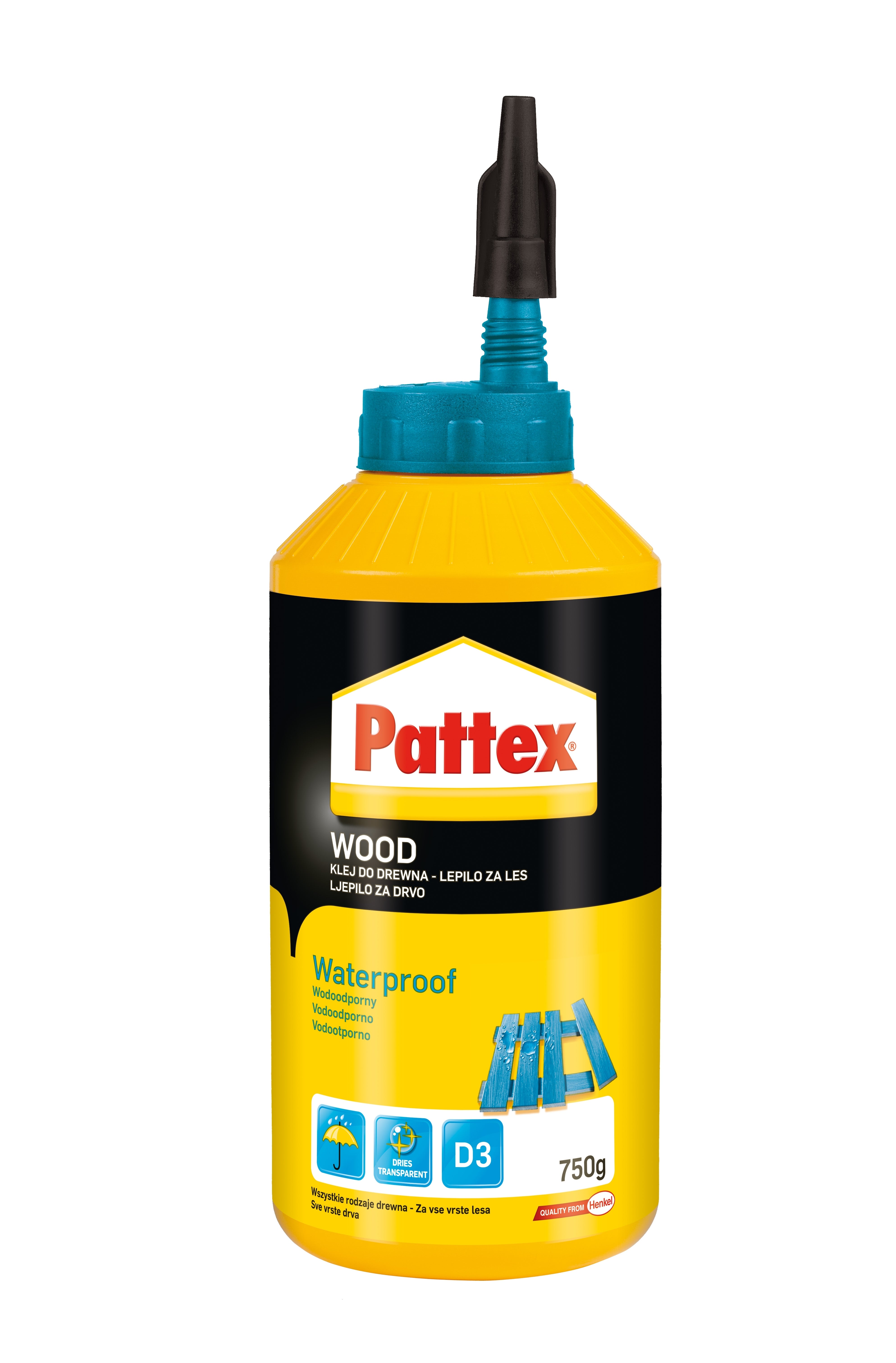 Klej do drewna D3 WOOD WATERPROOF 0.75 kg PATTEX - 2