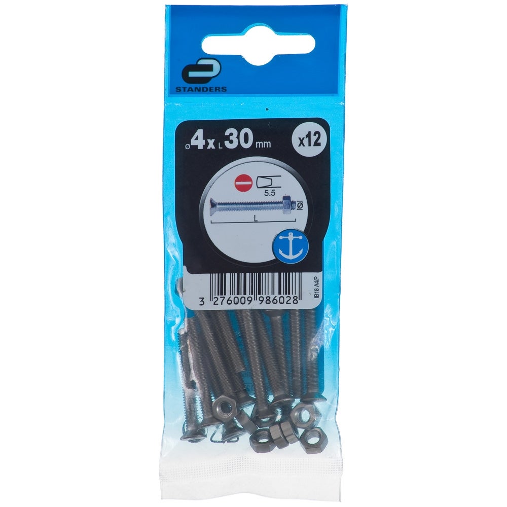 12 Tornillo de métrica cabeza plana avellanada ranurada de acero , Ø 4 x L.30 mm - 7