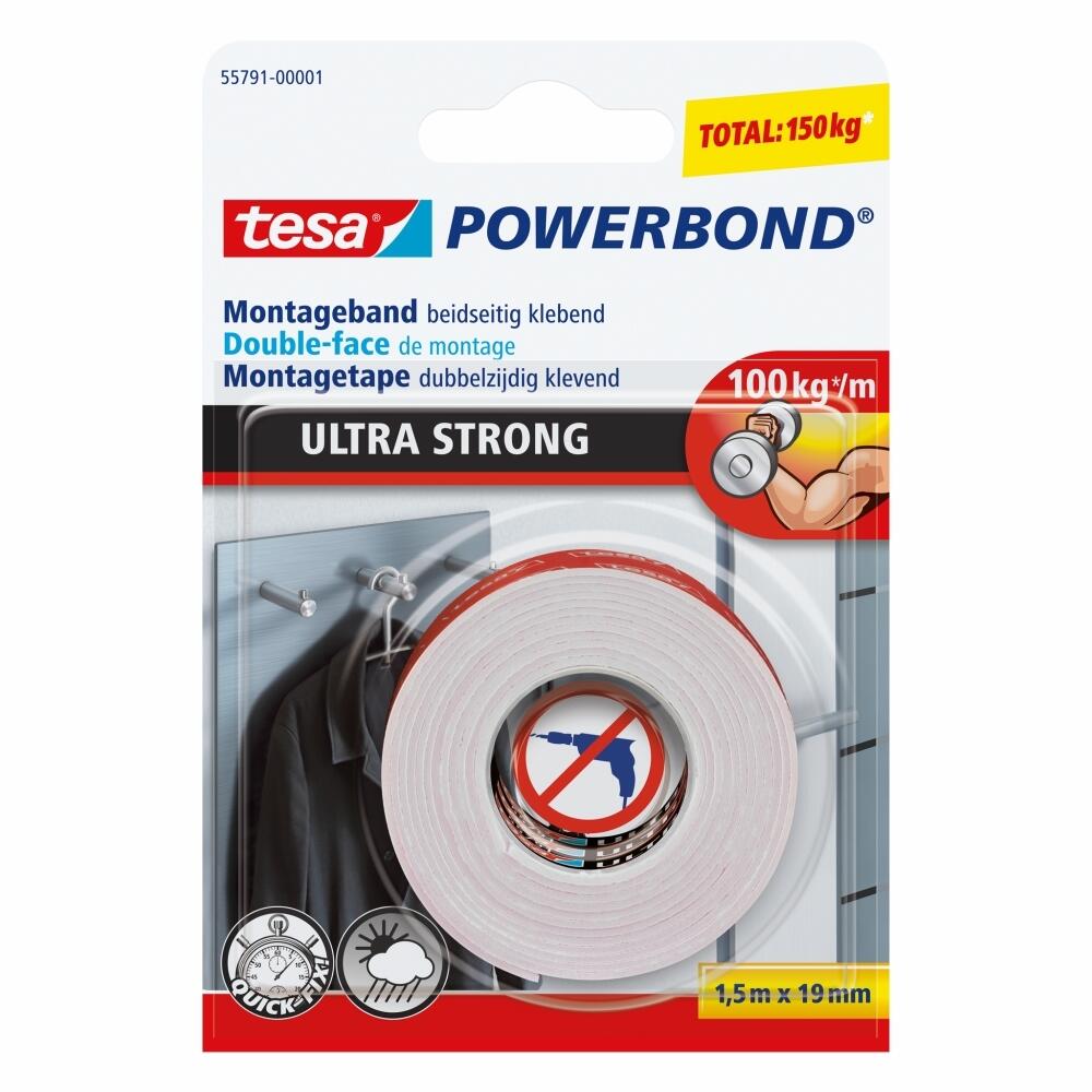 Taśma dwustronna montażowa POWERBOND 1.5 m x 19 mm super mocna TESA - 9