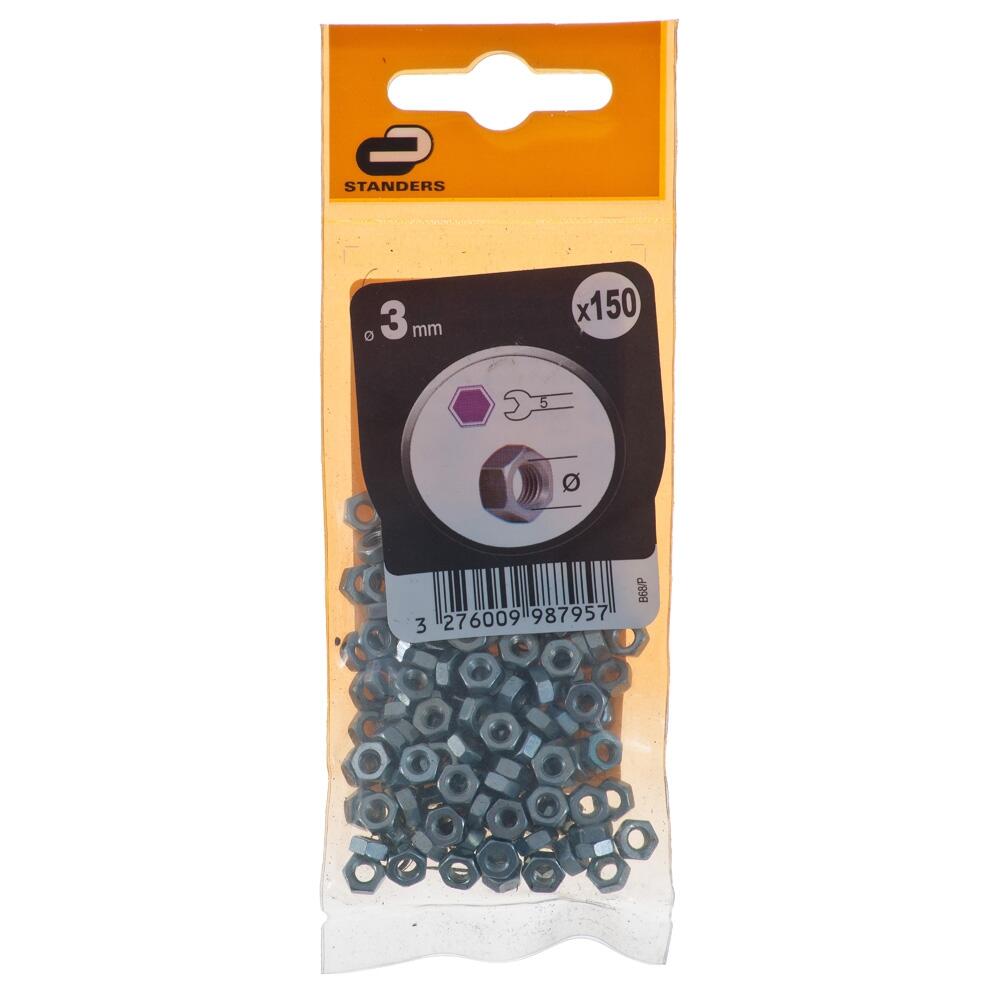 Paquete de 150 tuercas de 6 caras de acero cincado - 5
