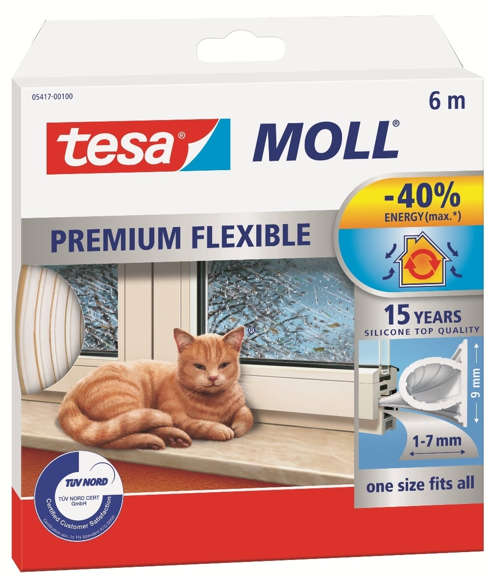 Uszczelka do drzwi i okien MOLL Profil Omega 6 m biała silikonowa TESA