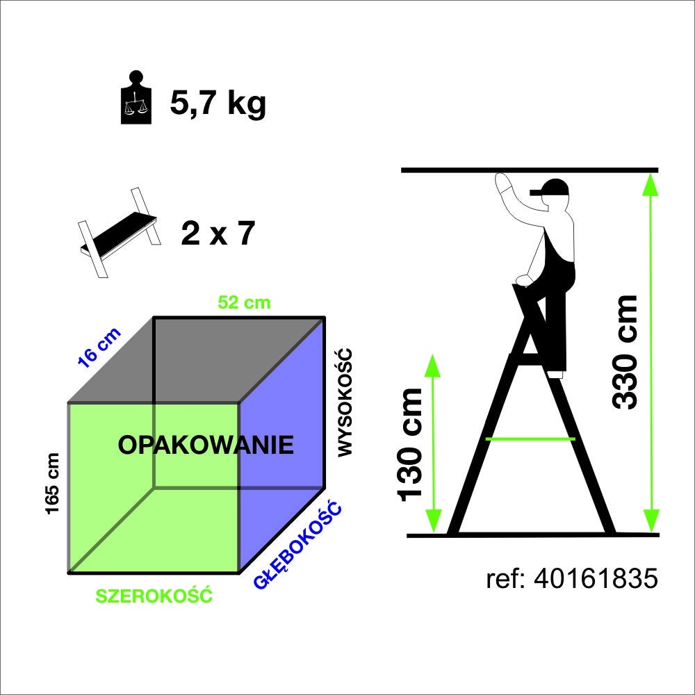 Drabina aluminiowa 7 stopni 2-stronna Dopplo Krause - 2