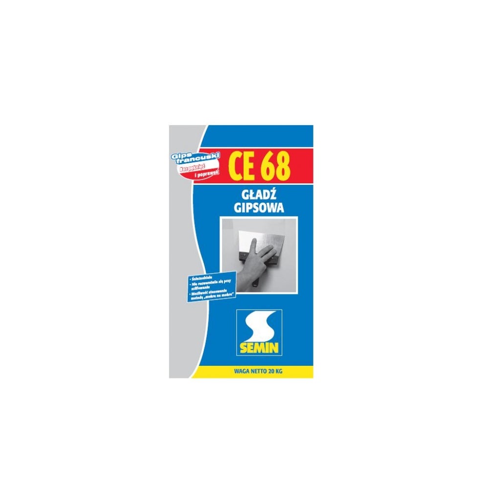 Gładź szpachlowa gipsowa CE 68 20 kg Semin