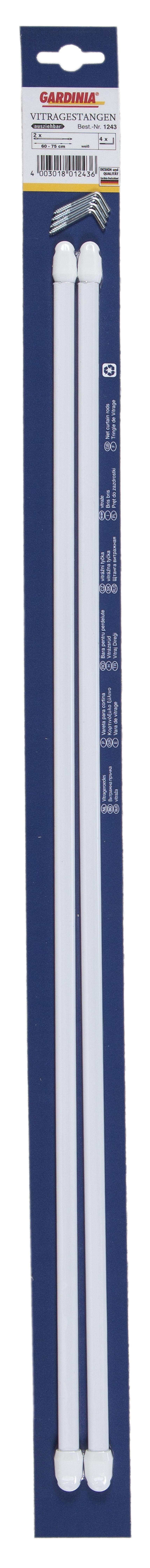 Karnisz mini do zazdrostek 50-80 cm biały 2 szt. - 2