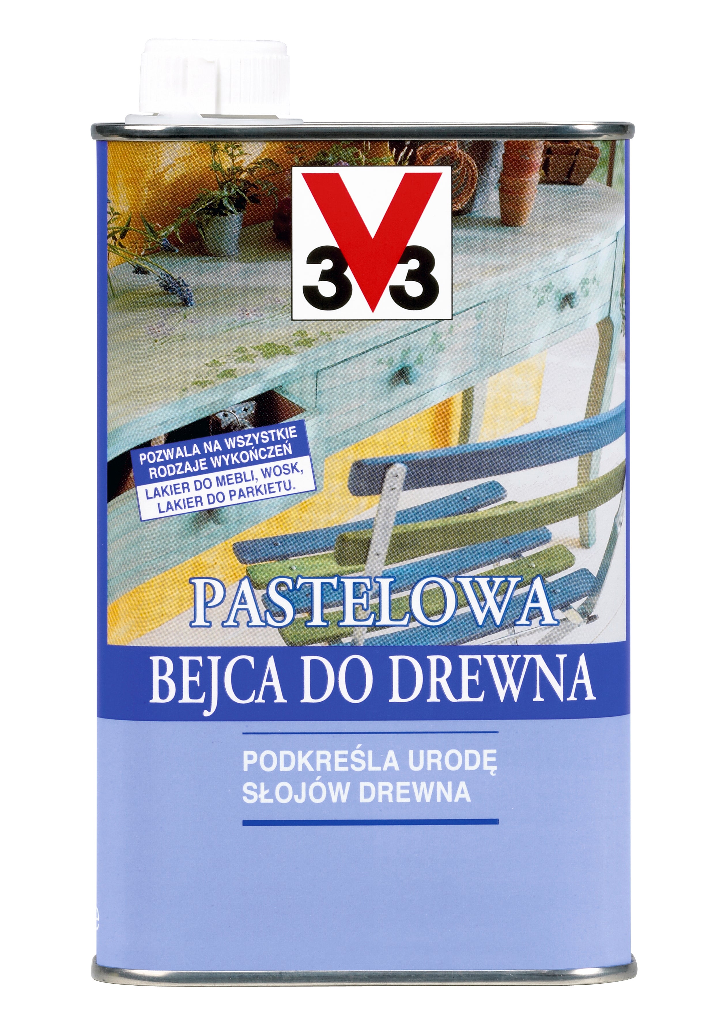 Rozpuszczalnikowa bejca do drewna PASTELOWA 0.5 l Biały V33