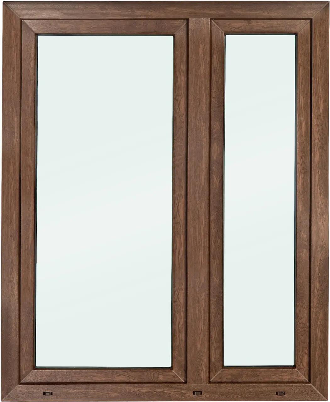 Okno PCV 2-szybowe fasadowe O33 orzechowe 1165x1435 mm otwierane do wewnątrz lewe