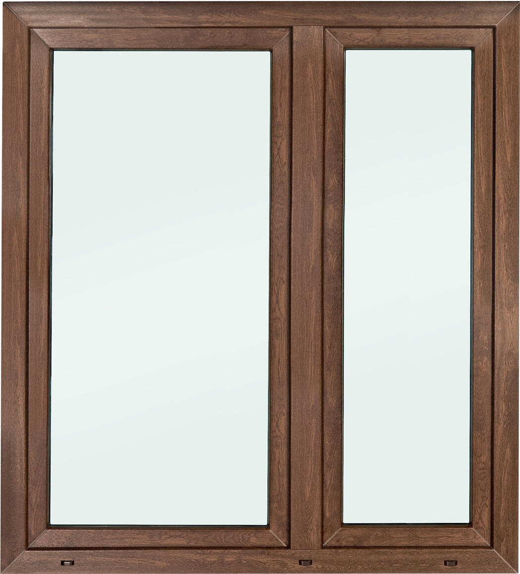Okno PCV 2-szybowe fasadowe O35 Orzech 1465x1435 mm otwierane do wewnątrz lewe