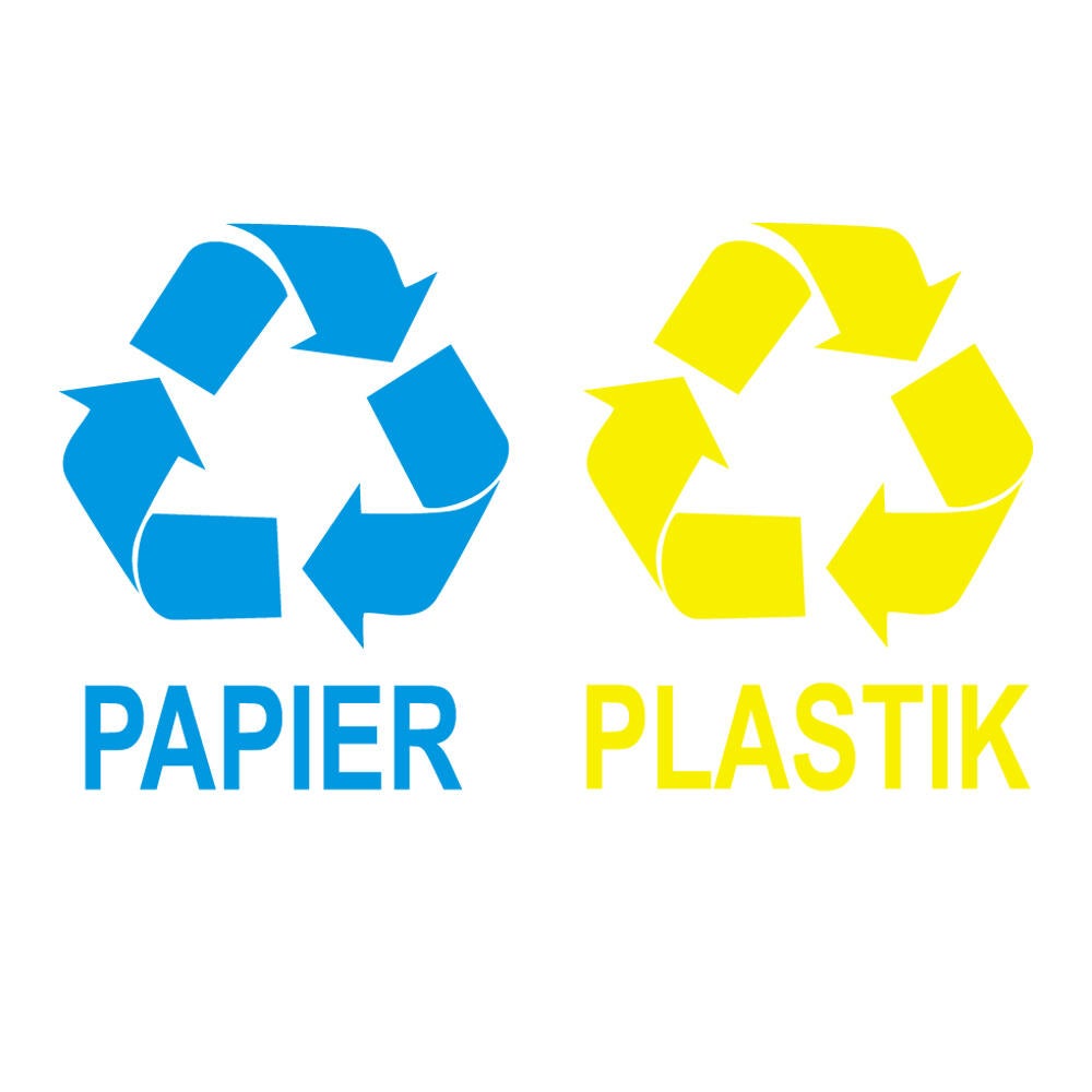 Naklejka  na kosz 'Papier' i ' Plastik' 15x15 cm