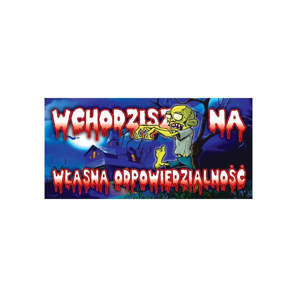 Tabliczka 'Wchodzisz na własną odpowiedzialność' 9x20 cm