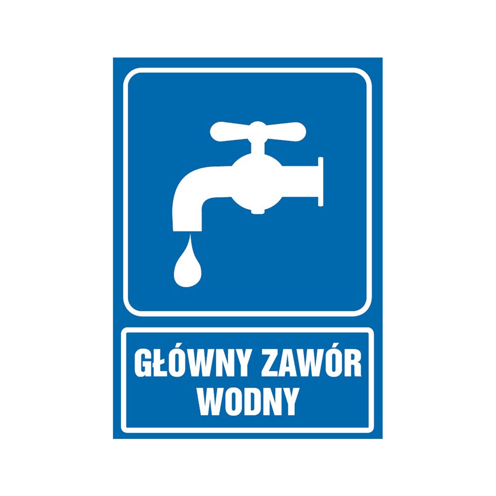 Tablica informacyjna 'Główny zawór wodny' 14.8x21 cm