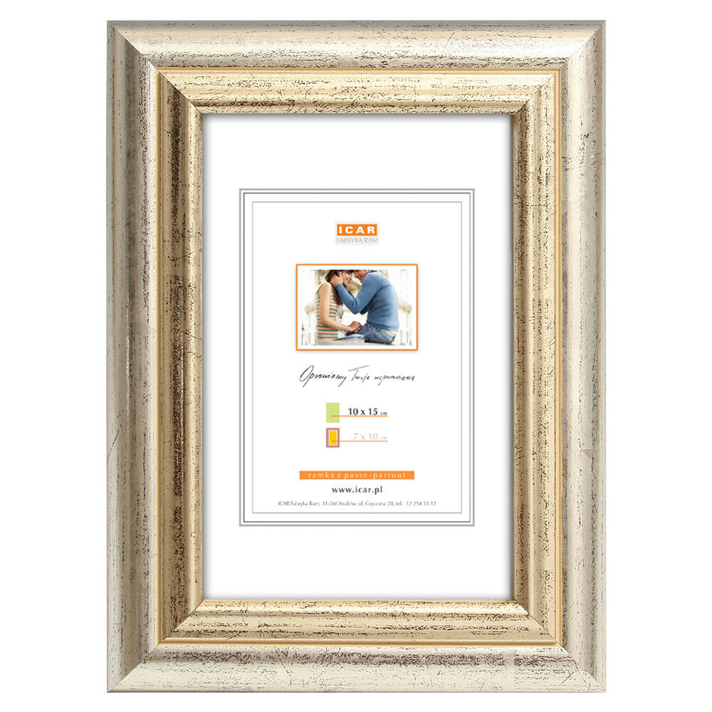 Ramka na zdjęcia Sara 10 x 15 cm srebrno-złota drewniana