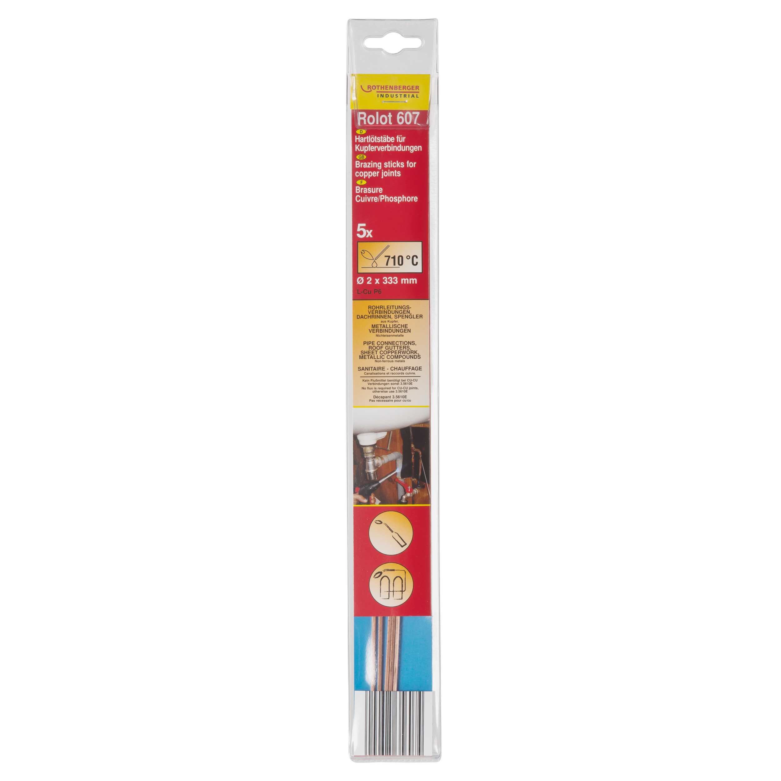 5 Verghe per saldatura in stagno ø 2 mm L 333 mm ROTHENBERGER INDUSTRIAL ROLOT 607 - 4