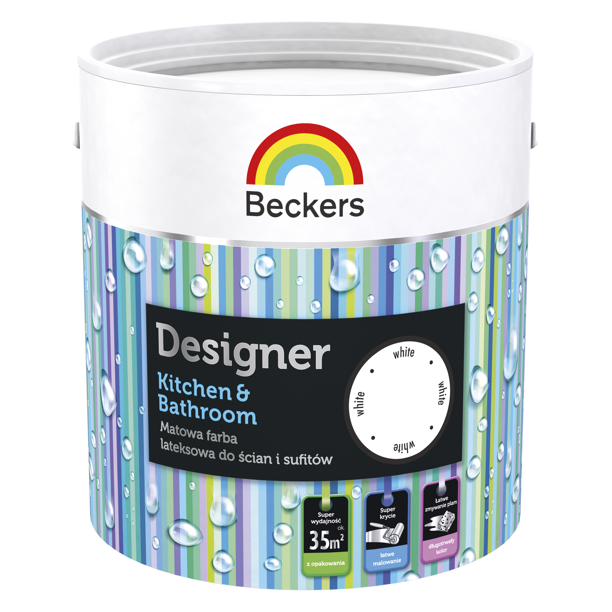 Farba Beckers Designer Kitchen & Bathroom White 2.5 l - 3