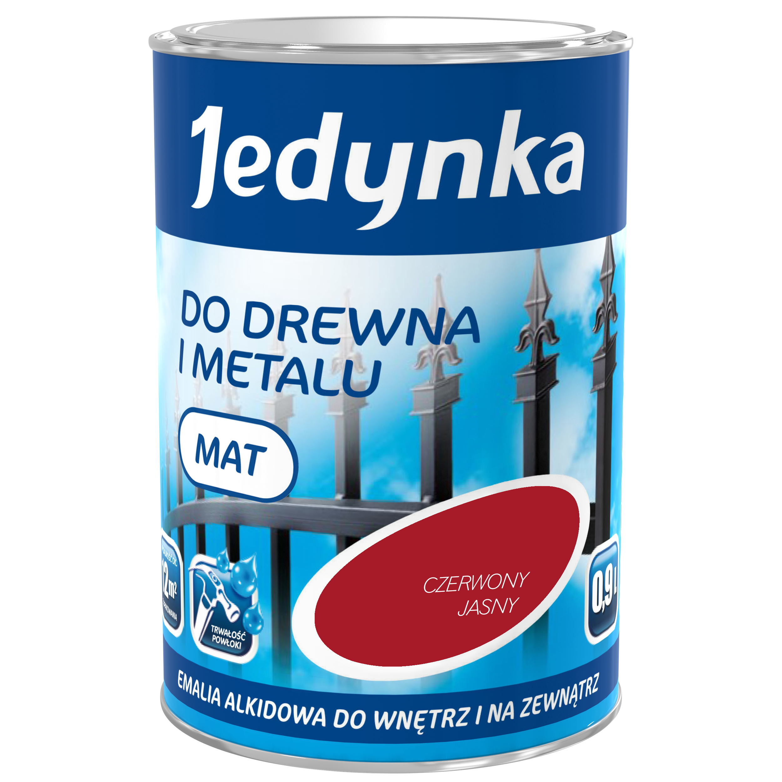 Emalia DO DREWNA I METALU 0.9 l Czerwony jasny Mat JEDYNKA