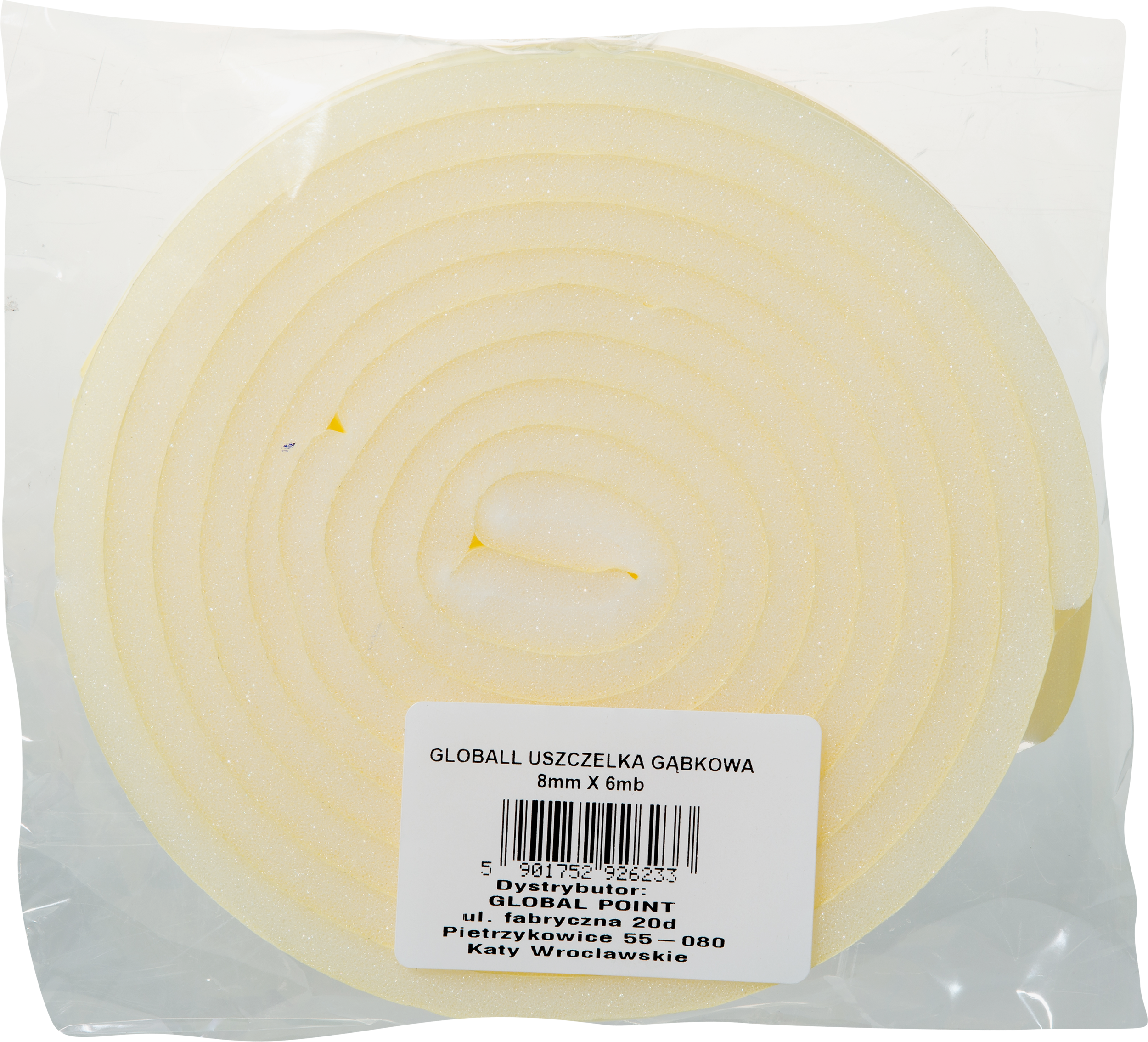 Uszczelka izolacyjna gąbkowa 6 m x 8 mm biała GLOBALL